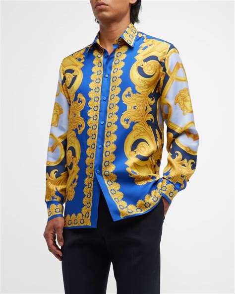 fake versace silk shirt|silk versace shirt men's.